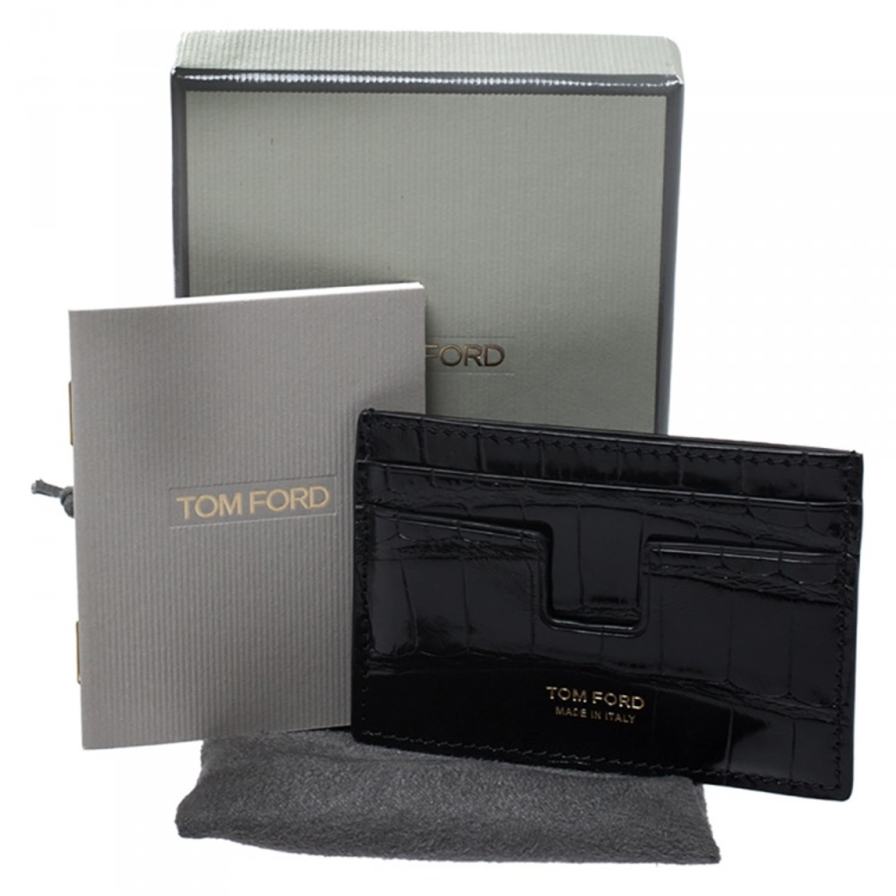 Tom Ford Black Glossy Alligator Embossed Card Case!